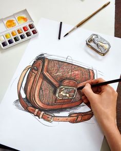 Purse Sketch Drawing, Handbag Illustration Drawing, Handbags Drawing Fashion Illustrations, Hand Bag Illustration Sketch, Purse Illustration Fashion Sketches, Purse Illustration, Fashion Model Sketch, Bags And Totes, Stylish Leather Bags