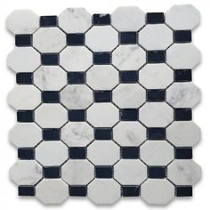 a black and white marble mosaic tile