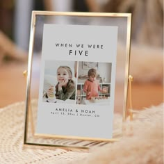 These are elegant, modern, personalized, "when we were" photo table numbers featuring a modern font and minimalist design. Edit most* wording and all colors. // For matching items, please visit the "HARLOW" collection in the Sincerely By Nicole Zazzle store. * If you like this design but don't see it available for something you are looking for, please reach out to me any time :) Us At Age Table Numbers, Table Numbers Wedding Ages, Wedding Age Table Numbers, Childhood Table Numbers, Table Numbers By Age, Photo Frame Table Numbers Wedding, Table Numbers In Frames, Centerpieces Wedding Pictures, Bridal Shower Photo Display Table