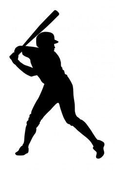 the silhouette of a baseball player with a bat in his hand, ready to swing