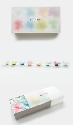 the packaging is designed to look like it has been painted with different colors and shapes