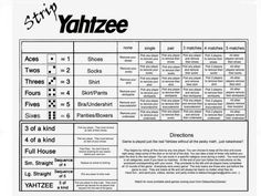 the yahtzee table is shown with numbers and symbols on it's side