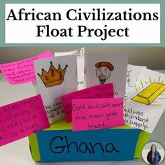 a pile of post it notes sitting on top of a table with the words african civilizationss