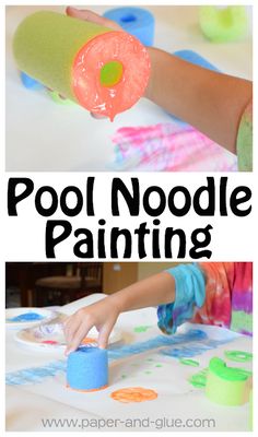 this is an easy and fun art project for kids to do with the pool noodle painting