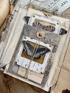 an altered book is sitting on a table