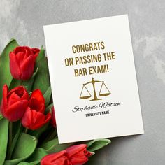 Cute and funny card for an awesome new lawyer. It's going to make her/him smile for sure! This is a high-quality greeting card that can also be framed and kept as a long time memory. PRODUCT DETAILS:  ✉️ High-quality folded card ✉️ Blank on the inside, ready for your personal message ✉️ White envelope included ✉️ Size: 5x7 inch ✉️ Sturdy, high-quality thick matte paper ✉️ Works with any type of pen 🌱 Printed on FSC certified environmentally friendly paper 🇺🇸 Professionally printed in USA 🤍 Made with love  SHIPPING & DELIVERY This card is made to order, so please mind that it will take a max of 5 business days until it gets shipped. Shipping is done with First Class Mail and it usually takes between 2 to 5 days, depending on your location. Please feel free to reach out to me if you have Passing The Bar Exam, Passing The Bar, Lawyer Graduation, Graduation Gift For Daughter, Law School Graduation Gift, Law School Graduation, Bar Exam, Graduation Gifts For Daughter, Paper Works