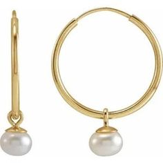 A 14k gold dangle with a 4mm freshwater pearl was added to to give the endless hoop earrings a festive look.  Available in 3 different size hoops. Go to pull down menu to choose your size. Specifications Weight:0.19 DWT (0.30 grams) Earring Back Type Included:N/A Earring Closure:Endless Wire Earring Type:Dangle Post Diameter:.52 mm Post Length:9 mm Brand Name:302 Collection:Essentials Material:Gold Primary Stone Size:4 mm Primary Stone Type:Cultured Pearl Primary Stone Shape:Pearl Earring Dimensions:12x1 mm Diamond Clarity:N/A Medium Hoop Earrings, Dangle Hoop Earrings, Pearl Hoop Earrings, White Freshwater Pearl, Pearl Earrings Dangle, Huggie Earrings, Bridesmaid Earrings, Jewelry Earrings Hoops, Gold Pearl