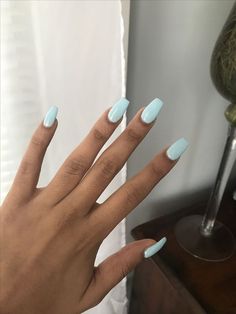 Blue Coffin Nails, Makeup Nails Designs, Blue Acrylic Nails, Nail Design Inspiration, Blue Nail