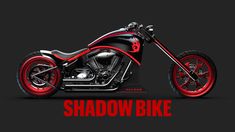 a red and black motorcycle with the words shadow bike on it