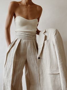 Flamboyant Natural Bathing Suit, Anthropologie Outfits, 2 Piece Suit, Linen Suit, Moda Vintage, Looks Chic, Suit Set