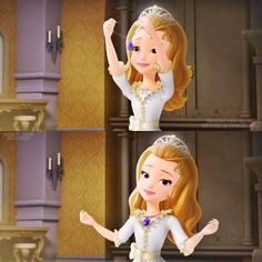 the princess in her wedding dress and tiara is waving to someone on their cell phone