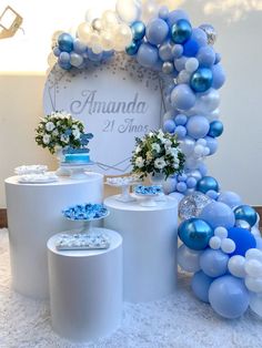 balloons and flowers are on display at an event