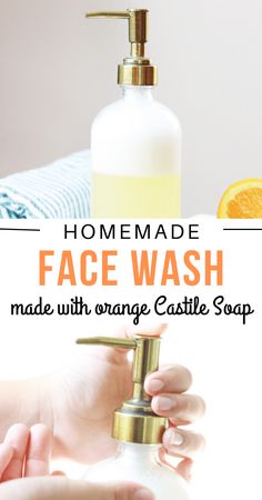 This recipe for simple DIY homemade foaming face wash is made with castile soap and smells like sweet orange blossoms. An easy all natural way to keep your skin feeling fresh and clean. Essential Oils Face Wash, Homemade Skincare Face, Castile Soap Recipes, Diy Face Cleanser, Face Wash Recipe, Clean Face Wash, Homemade Facial Cleanser, Diy Cleanser, Homemade Face Wash