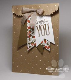 a greeting card with a bow on the top and some words that say, grateful for you