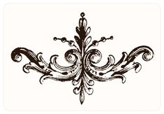 an ornate design in black and white