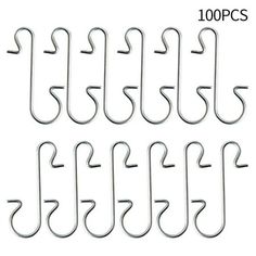 10 pack stainless steel hooks with hooks for clothes, bags and other items on white background