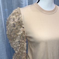 New Without Tag And The Brand Tag Has Been Slashed To Prevent Store Returns. Beautiful Cream Light Knit Sweater Top With Lace Puff Sleeves. Beautiful Piece. Fall Beige Top With Lace Sleeves, Beige Top With Lace Sleeves For Fall, Beige Lace Sleeve Top For Fall, Beige Lace Sleeves Top For Fall, Fall Cream Tops With Lace Sleeves, Fall Cream Lace Sleeve Tops, Cream Tops With Lace Sleeves For Fall, Elegant Top With Mesh Sleeves For Winter, Cream Winter Party Top