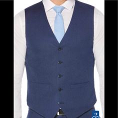 Perry Ellis Men Vest . Very Elegant For Any Ocasiones New With Tags Blue Business Vest With Pockets, Men Vest, Blazer Vest, Perry Ellis, Mens Vest, Mens Suits, Blazer Suit, Color Blue, Man Shop