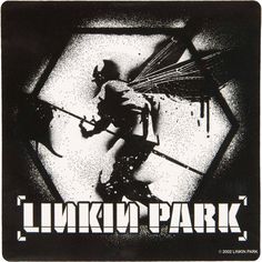 a black and white poster with the words linkin park on it's side