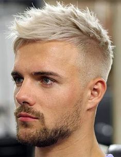 Short Wispy Top with High Taper Male Hairstyle, Short Bleached Hair, Blonde Man, Haircut Boys, Bleaching Your Hair, Bleach Blonde Hair