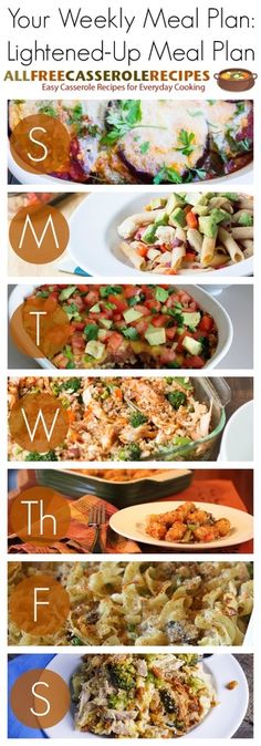 Lightened-Up Weekly Meal Plan Casserole Meal, Best Casserole Recipes, Best Casserole, Meal Planning Board, Main Dish Casseroles, Detox Salad, Healthy Supper Recipes, Healthy Supper, Weekly Meal Plan