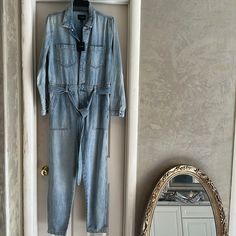 Joe’s Denim Jumpsuit Long Sleeve Belted Straight Legs Light Wash Washed Workwear Overalls, Washed Workwear Overall Jumpsuit, Workwear Washed Overalls Jumpsuits And Rompers, Utility Light Wash Overall Jumpsuit, Utility Light Wash Jumpsuits And Rompers In Overall Style, Light Wash Relaxed Fit Jumpsuit For Workwear, Light Wash Overall Jumpsuit For Work, Light Wash Relaxed Fit Overalls For Work, Relaxed Fit Light Wash Overalls For Workwear