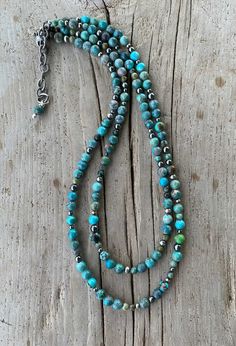 Rustic Turquoise Beaded Necklaces With Natural Stones, Hubei Turquoise, Silver Bead Necklace, Jewelry Studio, Brown Tones, Turquoise Stones, Seed Bead Necklace, Silver Bead, Love At First