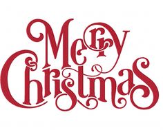 the word merry christmas written in red on a white background