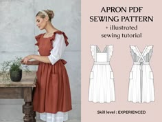 the apron dress sewing pattern is easy to sew and has an attached waistline