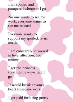 a poem written in pink and white with hearts on it