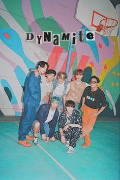 the poster for dynamitete's upcoming album, in front of a basketball hoop