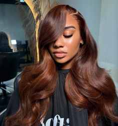 Chocolate Brown Wig, Hair Color For Dark Skin, Medium Curls, Chocolate Hair, Hd Lace Frontal, Dark Hair With Highlights, Dyed Hair Inspiration, Wig Human Hair