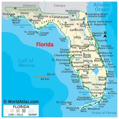 a map of florida with the capital and major cities