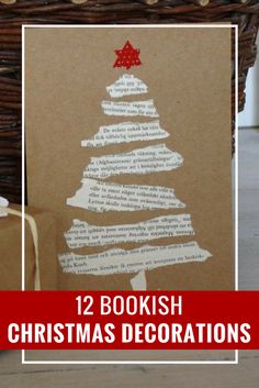 a christmas tree made out of books with the words 12 bookish christmas decorations on it