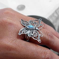 Silver Butterfly Ring 925 Sterling Silver Handmade by - Etsy Handmade Bohemian Sterling Silver Butterfly Ring, Bohemian Handmade Sterling Silver Butterfly Ring, Silver Butterfly Ring, Butterfly Ring, Silver Butterfly, Pretty Bracelets, Large Hoop Earrings, Balinese, Handmade Silver