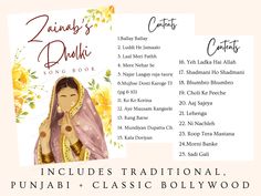 DHOLKI/ MEHNDI SONG BOOKLET 25 SONGS FOR YOU AND YOUR BRIDAL PARTY TO SING ALONG TO DIGITAL PRODUCT, NO PHYSICAL ITEM WILL BE SENT Get all of your guests involved in the singing with this dholki songs booklet. A bright, vibrant front cover will compliment your event's aesthetic, with songs to please the elder crowd, as well as the newer ones. As a 90s baby I have included some core songs sang at our own functions. HOW IT WORKS ----------------- Please provide the name, event name, front cover choice and email. TERMS OF USE This book can be printed as many times as you like. Images cannot be copied, or resold as this is copyright infringement. Please message with any questions/queries. Happy Celebrations! Happy celebrations! Mehndi Songs List, Dholki Ideas, Mehndi Sign, Wedding Dulhan, Shaadi Decor, Bride Mehndi, Mehndi Function, Desi Wedding Decor, Songs Playlist