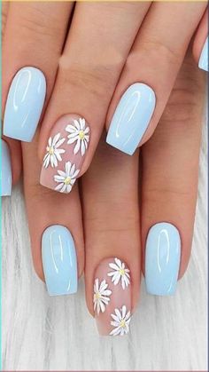 Preppy Nails, Blue And White Nails, Summer Gel Nails, Spring Acrylic Nails, Nails Yellow, Sugar Diet, Cute Simple Nails, Summery Nails, Cute Nail Ideas