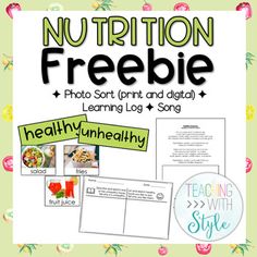 a poster with the words, nutrition and freebie for learning to learn how to use it