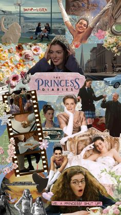 a collage of princesses, movies, and other things in the background with text