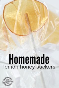 lemon honey suckers are wrapped in clear plastic