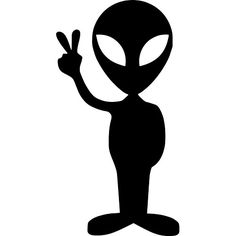 an alien is giving the peace sign