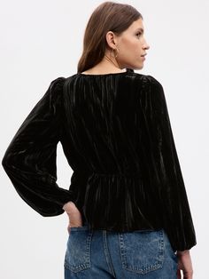 Velvet Balloon Sleeve Top | Gap