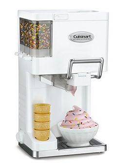 an image of a coffee maker with ice cream and cookies on the bottom, in front of a white background