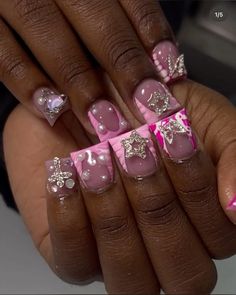 Cute Birthday Nails, Nails For Birthday, Cute Short Nails, Acrylic Nail Set, Hard Nails, Diy Acrylic Nails, Colored Acrylic Nails, Girly Acrylic Nails, Cute Acrylic Nail Designs