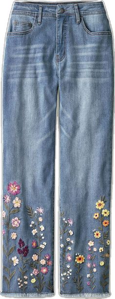 Petite Size, Cropped Jeans, Stretch Denim, Straight Leg, Collage, Pins