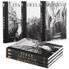 the three books are in black and white with gold trimmings on each cover