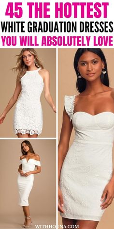 45 The Hottest White Graduation Dresses You Will Absolutely Love Graduation Dress Ideas Black, Black Graduation Dresses, White College Graduation Dress, White Graduation Dress High School, White Graduation Dress College, Winter Graduation Dress, College Graduation Dresses, Best Graduation Dresses, Graduation Dress Ideas