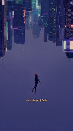 a movie poster for spider - man into the spider - verse with a person jumping in the air