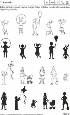 some black and white silhouettes of people