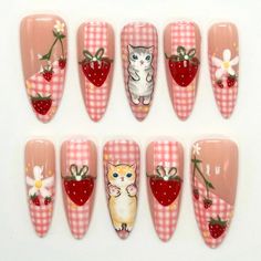 ❤️ welcome to my shop.❤️ Hope you can find your favorite nails. 💎 All sets are made as a high-quality professional,non-toxic products. * Handmade * Durable * High-quality * Comfortable fit * Reusable * Handmade Luxury press on nails that are suitable for all occasion. 💎 Package Contains * 10 luxury handmade press on nails * 24 Adhesive Glue * 1 mini file * 1 mini buffer * 1 cuticle stick 💎 𝐒𝐢𝐳𝐞: * XS : 15mm, 12mm, 13mm, 11mm, 9mm * S: 16mm, 13mm, 14mm, 12mm, 9mm * M: 17mm, 13mm, 14mm, 12mm, 10mm * L: 18mm, 14mm, 15mm, 13mm, 11mm If you would like a custom size, please fill out the personalization section under the product options. I'm happy to help you measure your nail size if you're not sure how. 💎 How to Apply a Press On Nail Please refer to our user guide as pictured in the lis Kitty Nails Design, Nail Template, Fake Nails Designs, Retro Nails, Asian Nails, Nail Drawing, Nail Design Inspiration, Crazy Nails, Pretty Gel Nails